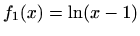 $\displaystyle f(x)=\frac{1}{2}\ln(x-1)(x+4)=\frac{1}{2}[f_1(x)+f_2(x)],$