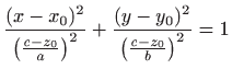 $\displaystyle \frac{(x-x_0)^2}{\left(\frac{c-z_0}{a}\right)^2}+\frac{(y-y_0)^2}
{\left(\frac{c-z_0}{b}\right)^2}=1
$