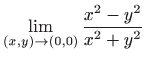 $ \displaystyle \lim_{(x,y)\to(0,0)}\frac{x^2-y^2}{x^2+y^2}$