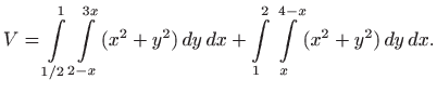 $displaystyle I=iintlimits_D (x+y^2)  dx  dy, $