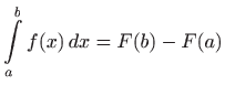 $\displaystyle \int\limits _a^b f(x)  dx=F(b)-F(a)
$