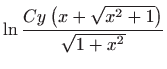$\displaystyle \ln \frac{Cy\left( x+\sqrt{x^{2}+1}\right) }{\sqrt{1+x^{2}}}$