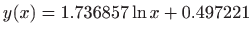 $ \displaystyle y(x)=1.736857 \ln x+ 0.497221$