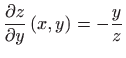 $ \displaystyle \frac{\partial z}{\partial y}\left( x,y\right)=-\frac{y}{z}$