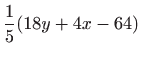 $\displaystyle \frac{1}{5}(18y+4x-64)$