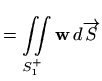 $\displaystyle =\iint\limits_{S_1^+} \mathbf{w}\, d\overrightarrow{S}$